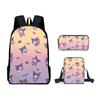 Periférico Impreso en 3D Sanrio Kuromi Kuromi Dibujos Animados Mochila Escolar Bolso de Hombro Bolsa para Lápices Mochila Juego de Tres Piezas