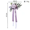Flores artificiales de rosa para espejo retrovisor de coche de bodas, decoración de cinta para convoy de bodas, flores para coche en rosa champán, morado taro y borgoña