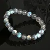 Pulseira de Pedra da Lua Cinza Natural, Pulseira de Labradorita Translúcida Multicolorida de Alta Qualidade, Atacado de Pedras Preciosas de Cristal Ke Tang Donghai