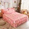 Saia de Cama Dupla Renda Transfronteiriça Conjunto de Três Peças Cobertura de Cama Espessa Antiderrapante Saia de Cama Cobertura de Cama de Peça Única Saia de Cama Atacado