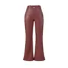 Calça de Couro Sexy Estilo Europeu e Americano 2026 Novo Modelo Motociclista Streetwear Americano Elástica de Perna Reta Flare