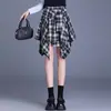 Falda de Cuadros Cepillados Irregulares para Mujer, Nueva Moda Otoño/Invierno 2026, Cintura Alta, Adelgazante, Nicho, Falda de Línea A Acampanada