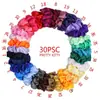 40 Cores Scrunchies de Tecido Cetim Europeus e Americanos Transfronteiriços Elásticos de Cabelo Amazon Tiaras Elásticas Acessórios de Cabelo da Moda