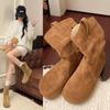Botas Retro Estilo Perezoso Botas de Pila Botines de Mujer 2025 Nuevas Otoño e Invierno Botas de Moda de Cuero Nobuck para Mujer