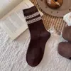 Calcetines de lazo con estampado de leopardo retro, calcetines de media pantorrilla para mujer, nuevos estilos de otoño/invierno, calcetines holgados estilo Melard, perfectos con sandalias Birkenstock, calcetines sin costuras