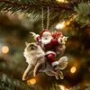 Colgante Transfronterizo Nuevo de Acrílico de Papá Noel Montando un Perro Decoración de Ventana Manualidades Decoraciones Navideñas