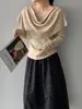 Diseño de estilo coreano Jiang Chi con un ambiente suave y elegante, suéter de punto para mujer con chal, top de dos piezas en capas A050