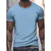 [Camiseta de Algodão Tamanho Europeu] Camiseta 100% Algodão Manga Curta Gola Redonda Poliéster Cor Sólida Lisa Camiseta Casual para Casal