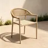 Silla de ratán para patio exterior, mesa y sillas de ocio, balcón al aire libre de jardín para el hogar, silla creativa con respaldo de cuerda para casa de huéspedes, mesa de café pequeña