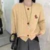 Cárdigan de Punto con Diseño Nuevo Otoño e Invierno Estilo Coreano, Patrón Retorcido, Cuello Redondo, Suéter Juvenil y Versátil de Pelo de Poni para Mujer
