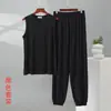 Conjunto casual de chaleco sin mangas y pantalones jogger para hombre, nuevo estilo de verano, conjunto de dos piezas transpirable y holgado para el hogar