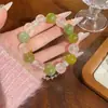 Pulsera de Capuchino de Uva Verde Nueva Primavera 2025 Diseño Original Estilo Bosque Nicho Pulsera de Cristal de Fresa Verde