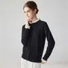Macio e aconchegante! Cardigã feminino 100% cashmere puro de manga longa com bordas plissadas, gola redonda, abotoamento simples, suéter de tricô cinza