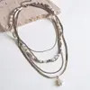 Colar de pérolas em corrente multicamadas transfronteiriço europeu e americano, corrente de clavícula estilo commuter fashion, joias femininas de luxo leve de alta qualidade atacado
