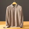 Suéter de punto de cuello alto, de un solo pecho, para hombre, de alta gama, ligero y lujoso, hecho de una mezcla premium de cachemir sintético