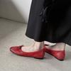 Sapatilhas de Couro Bovino Lavado Super Macio Camada Superior 2025 Outono Bico Redondo Laço Couro Genuíno Boca Rasa Sapatos de Fada