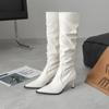 Botas de Cano Alto Bico Fino para Mulheres 2025 Novas Sexy Hot Girl Botas de Cano Alto Design Botas de Pelo Plissadas