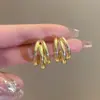 Brinco argola com sensação de alta qualidade francesa Brinco europeu e americano feminino dourado Rede social explosão design de nicho 2023 nova tendência