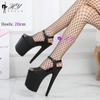 Europeu e Americano novo padrão de python preto sexy 8 polegadas modelo passarela sapatos populares pole dance sandálias de salto alto para mulheres