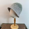 Sombrero de Lana Tejido Jacquard Vintage Japonés para Mujer Otoño e Invierno Cálido Cubre Cara Sombrero de Pescador Liso Cara Sombrero de Cubo Pequeño