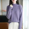 Top de punto hueco con borde rizado para mujer 2026 Nuevo Otoño/Invierno Tejido de punto de alta gama Cuello semi-alto Manga larga