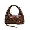 Moda Bolsa Plissada Bolinho de Massa Feminino 2024 Inverno Novidades Moda Óleo Cera Couro Bolsa de Ombro Bolsa Mensageiro de Alta Qualidade