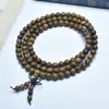 Item Popular para Live-Stream: Contas Budistas de Oração 8mm com 108 Contas Feitas de Nanmu de Seda Dourada, Sândalo e Jacarandá, Pulseira de Madeira para Segurar na Mão da Fábrica
