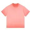Camiseta de manga corta pesada 230g de algodón puro desgastada hombro caído todo algodón degradado bicolor holgada extragrande transfronteriza