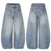 Jeans retro americanos con perlas de imitación en pierna curva para hombre y mujer, 2026 corte holgado casual de pierna ancha, pantalones largos versátiles y estilizados