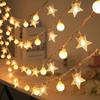 Cordão de luzes LED para exterior, luzes de pátio, cordão de luzes para acampamento, luzes de atmosfera, bolha, bola pequena branca, flor de cerejeira, gota d'água, luzes decorativas