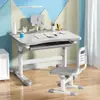 Juego de Mesa y Silla de Estudio para Niños con Luz, Escritorio Infantil para Escribir, Juego de Escritorio y Silla para Estudiantes con Altura Ajustable, Escritorio para Tareas Escolares