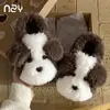 Pantuflas de algodón súper lindas con diseño de cachorro de dibujos animados para mujer, estilo nuevo, cómodas y amigables con la piel, con una sensación como de nube, disponibles en pares para venta al por mayor