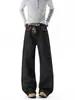 Jeans Anchos Estampado de Leopardo Negro Estilo Retro Americano Hombres Primavera Otoño Calle Alta Rectos Sueltos Pantalones de Piso Ropa para Hombres