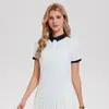 Camisa Polo de Tenis de Moda Estilo Academia para Mujer, Color Block de Lujo Ligero, Cuello Solapa, Manga Corta, Corte Ajustado, Top Deportivo