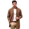 Moda masculina transfronteiriça Suéter de malha trançada gola alta masculina europeu e americano outono e inverno casaco de suéter espessado de comprimento médio SJ0107