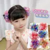 Infantil Dia das Crianças Festivo Feriado Renda Pérola Tiara Cabelo Bola Fofa Cabeça Gaze de Neve com Contas Acessórios de Cabelo Flor Doce Cabeça