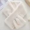 Cachecol de moda grosso com pérolas estilo coreano inverno feminino alta qualidade imitação de pele de coelho cor de chá de leite proteção para o pescoço cruzada cachecol versátil