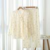 Ropa de algodón de doble capa de gasa para primavera y verano, ropa mensual posparto, lactancia, kimono estilo japonés, fino, transpirable, absorbente de sudor, traje para el hogar