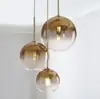 Lámparas de araña de cristal personalizadas para sala de estar, dormitorio, mesita de noche, bar, restaurante, lámparas combinadas de bola de cristal de lujo ligero y degradado