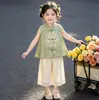 Conjunto de Verano para Niñas 2026 Nuevo Elegante Infantil Nuevo Estilo Chino Hanfu Ropa de Verano para Bebés Estilo Nacional Delgado Conjunto de Dos Piezas