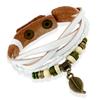 Pulsera de Cuero Distintiva Estilo Punk Nuevo Estilo Trenzado Colgante de Hoja Vintage Correa de Pulsera de Piel Pulsera de Estudiante Estilo Coreano