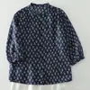 Top artístico floral vintage de tiro real en stock, camisa casual de cinco mangas para mujer, verano 2026