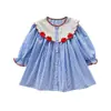 Ropa Infantil Coreana Vestido de Niña con Bordado de Manzana Estilo Otoño 2026 Diseño de Nicho Vintage Elegante Vestido Camisa de Manga Larga
