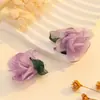 Pendientes de flores de tela para mujer, estilo pastoral francés, románticos, con atmósfera de hada y viento suave, joyería elegante a la moda.