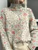 Suéter Navideño de Cuello Alto para Mujer Primavera y Otoño con Estampado 3D, Colorido, Dulce, Moderno y Colores Contrastantes