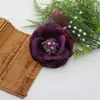 0366 Broche de Tecido Floral Estilo Coreano para Mulheres com Pedras Artificiais Incrustadas em Resina, Broche de Flor Decorativo, Origem e Fornecimento