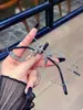 Gafas Su Xi Color Tierra Iluminada por la Luna Bordes Sin Marco Estilo Nacional para Mujeres con Miopía, Titanio Puro Ultraligero, Moda Estilo Coreano