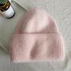 [Pelo de Conejo] Gorro de Lana Blanco Marea para Mujer Marea Coreana ins Marea Otoño e Invierno Japonés Gorro Frío Cálido Jersey Gorro Tejido