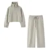 Comercio Exterior Transfronterizo Ropa de Mujer Primavera 2026 Nuevo Estilo Europeo y Americano Sudadera con Capucha y Cremallera de Cuello Alto Suave y Conjunto de Pantalones para Mujer