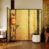 Divisória de Tela Dourada Estilo Chinês Retrô Floresta de Bambu para Sala de Estar de Hotel, Quartos Privativos, Tecido Não Transparente, Tela Dobrável de Fácil Armazenamento
